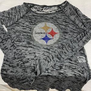 Pittsburgh Steelers Aylssa Milano Touch NFL Rhinestone Shirt Size Small